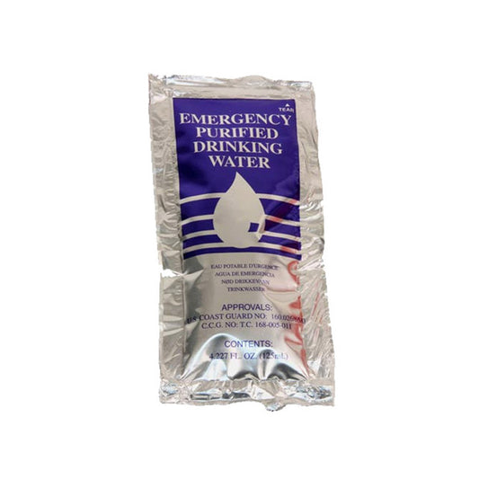 Emergency Drinking Water in Pouch, 5-Year Life, 4 oz.